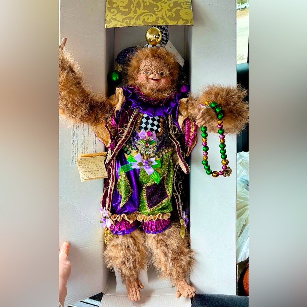 Mark Roberts Mardi Gras Monkey Large W/ box and COA
